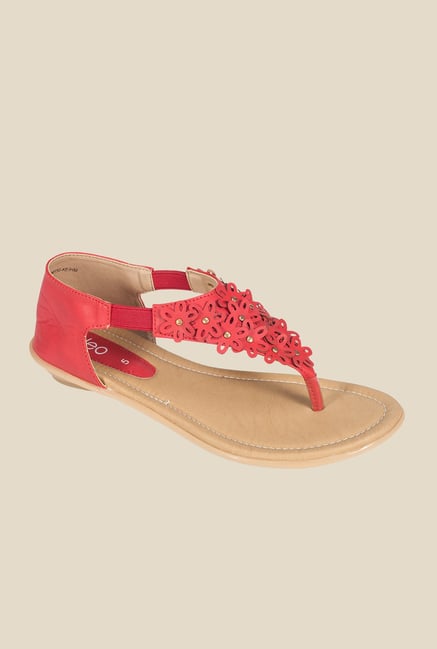 Khadim's Red T-Strap Sandals Khadim's Red T-Strap Sandals