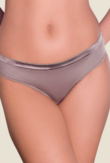 Amante Grey Satin Edge Bikini Panty Amante Grey Satin Edge Bikini Panty