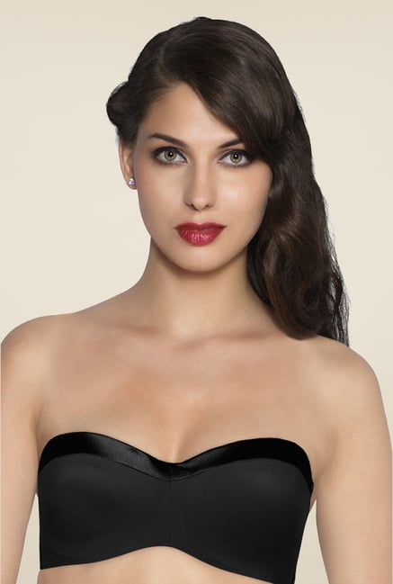 Amante Black Satin Edge Bandeau Bra Amante Black Satin Edge Bandeau Bra