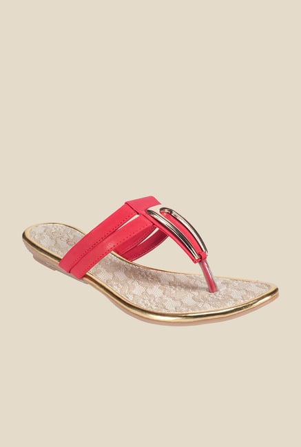 Khadim's Red T-Strap Sandals Khadim's Red T-Strap Sandals