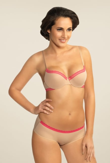 Amante Beige With Pink Trim Seamless Bra Amante Beige With Pink Trim Seamless Bra