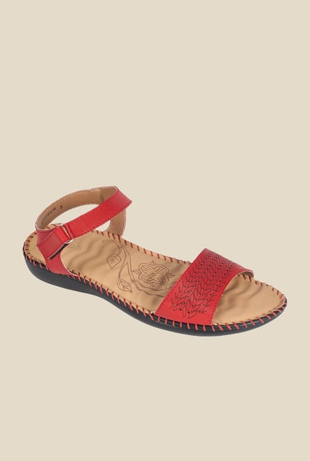 Khadim's Red Ankle Strap Sandals Khadim's Red Ankle Strap Sandals