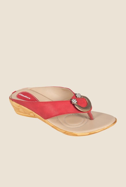 Khadim's Red Wedge Heeled Sandals Khadim's Red Wedge Heeled Sandals