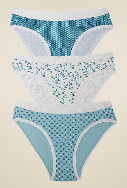 Amante Blue Floral Printed Bikini Panty (Pack Of 3) Amante Blue Floral Printed Bikini Panty (Pack Of 3)