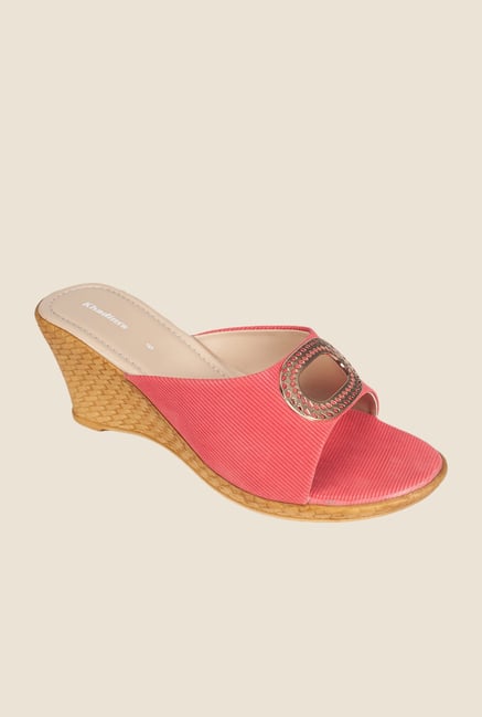 Khadim's Pink Wedge Heeled Sandals Khadim's Pink Wedge Heeled Sandals