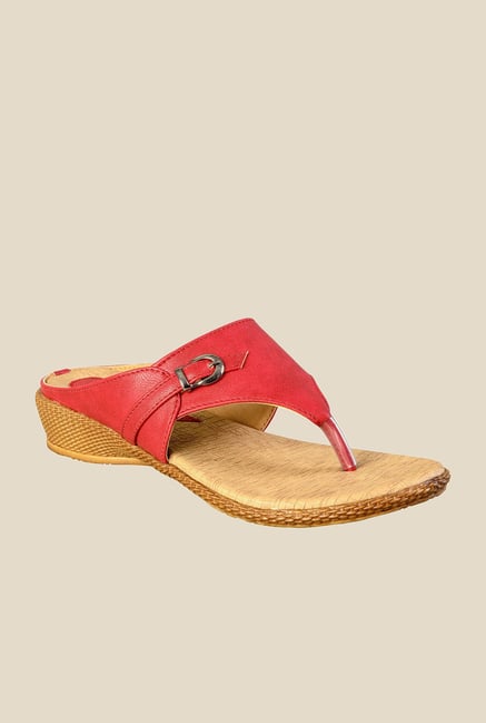 Khadim's Red Wedge Heeled Sandals Khadim's Red Wedge Heeled Sandals