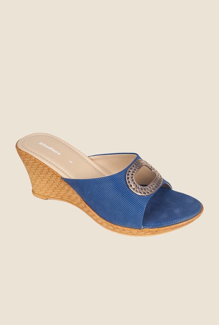 Khadim's Blue Wedge Heeled Sandals Khadim's Blue Wedge Heeled Sandals