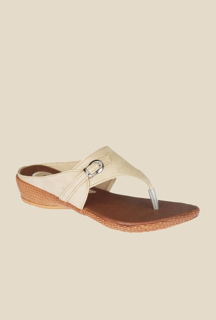 Khadim's Beige Wedge Heeled Sandals Khadim's Beige Wedge Heeled Sandals