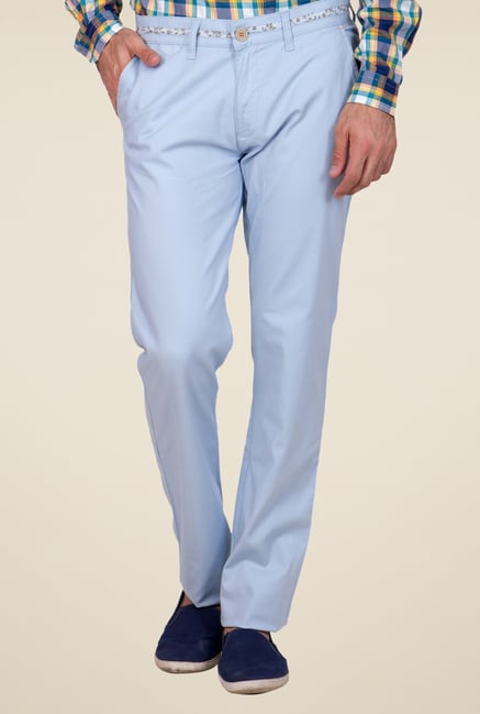 United Colors of Benetton Sky Blue Solid Chinos United Colors of Benetton Sky Blue Solid Chinos