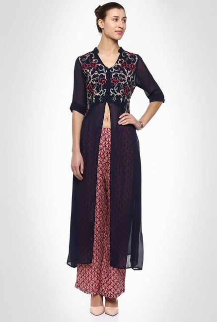 Saumya Pahwa Designer Wear Navy Suit Set by Kimaya Saumya Pahwa Designer Wear Navy Suit Set by Kimaya