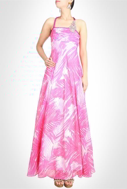 Arpan Vohra Designer Wear Printed Pink Maxi Dress by Kimaya Arpan Vohra Designer Wear Printed Pink Maxi Dress by Kimaya