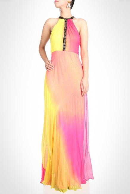 Arpan Vohra Designer Wear Multicolor Maxi Dress by Kimaya Arpan Vohra Designer Wear Multicolor Maxi Dress by Kimaya