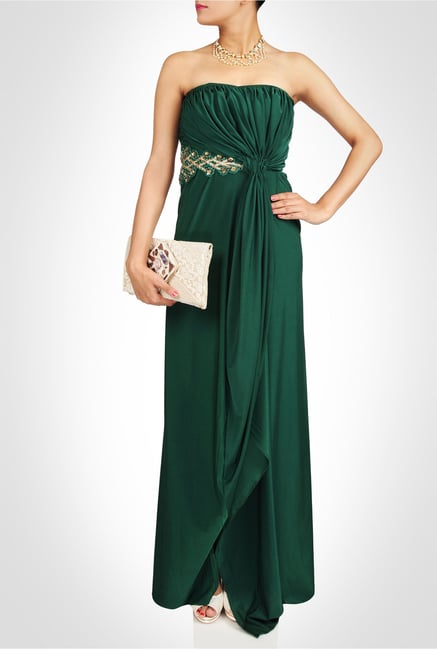 Saumya Gupta Designer Wear Emerald Green Gown by Kimaya Saumya Gupta Designer Wear Emerald Green Gown by Kimaya