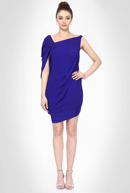 Gaurav Gupta Designer Wear Royal Blue Drape Dress by Kimaya Gaurav Gupta Designer Wear Royal Blue Drape Dress by Kimaya