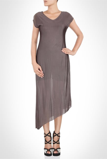 James Farera Designer Wear Brown Asymmetric Dress by Kimaya James Farera Designer Wear Brown Asymmetric Dress by Kimaya