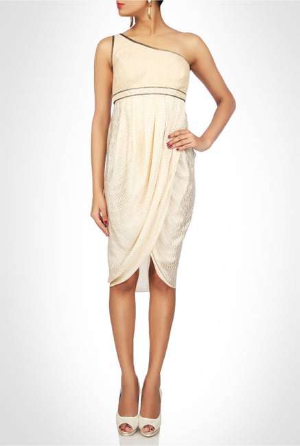 Soigne K Designer Wear Cream Tulip Cut Dress by Kimaya Soigne K Designer Wear Cream Tulip Cut Dress by Kimaya