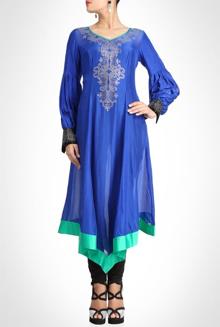 Chhaya Mehrotra Designer Wear Blue Kurta by Kimaya Chhaya Mehrotra Designer Wear Blue Kurta by Kimaya