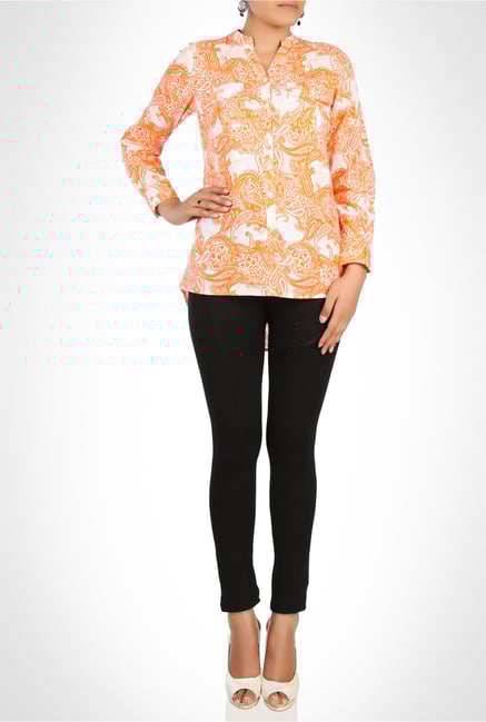 Rinku Dalmal Designer Wear Orange Shirt by Kimaya Rinku Dalmal Designer Wear Orange Shirt by Kimaya