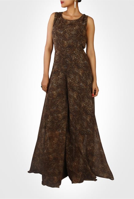 Nikita Mhaisalkar Designer Wear Brown Jumpsuit by Kimaya Nikita Mhaisalkar Designer Wear Brown Jumpsuit by Kimaya