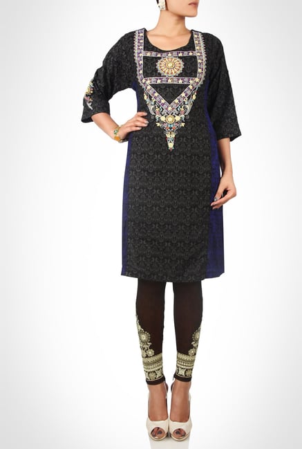 Huma Adnan Designer Wear Black Kurti by Kimaya Huma Adnan Designer Wear Black Kurti by Kimaya