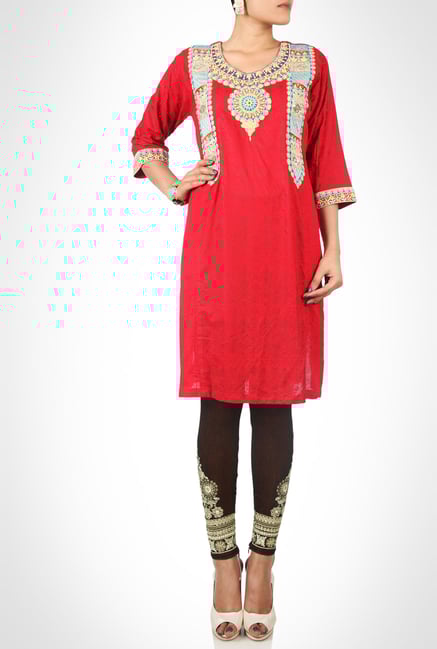 Huma Adnan Designer Wear Red Kurti by Kimaya Huma Adnan Designer Wear Red Kurti by Kimaya