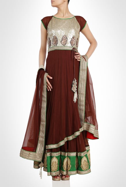 Kiran & Shruti Aksh Designer Wear Brown Suit Set by Kimaya Kiran & Shruti Aksh Designer Wear Brown Suit Set by Kimaya