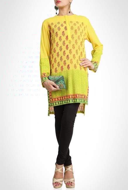 Kavita Bhartia Designer Wear Yellow Kurti by Kimaya Kavita Bhartia Designer Wear Yellow Kurti by Kimaya
