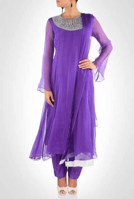 Aarti Dixit Designer Wear Purple Suit Set by Kimaya Aarti Dixit Designer Wear Purple Suit Set by Kimaya