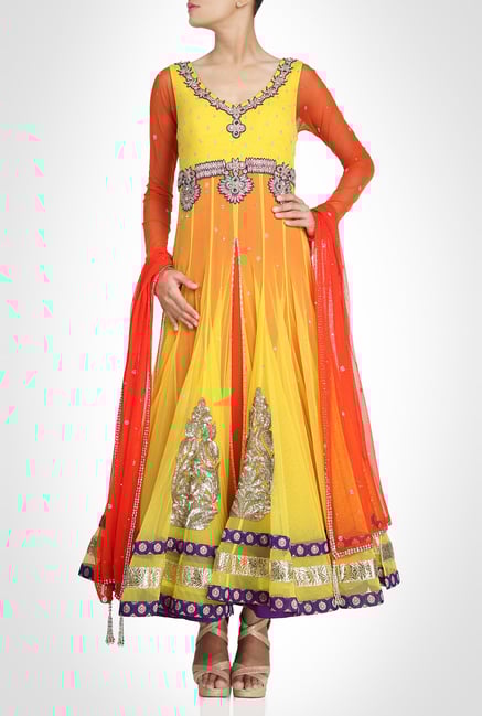 Arpan Vohra Designer Wear Vibrant Yellow Suit Set by Kimaya Arpan Vohra Designer Wear Vibrant Yellow Suit Set by Kimaya