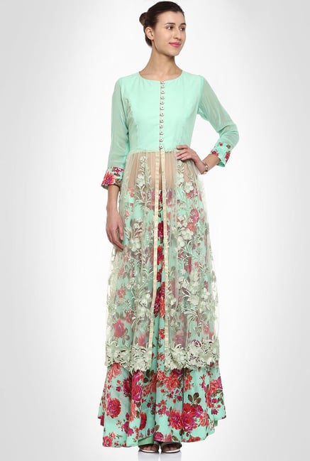 Six Degree Designer Wear Green Suit Set by Kimaya Six Degree Designer Wear Green Suit Set by Kimaya