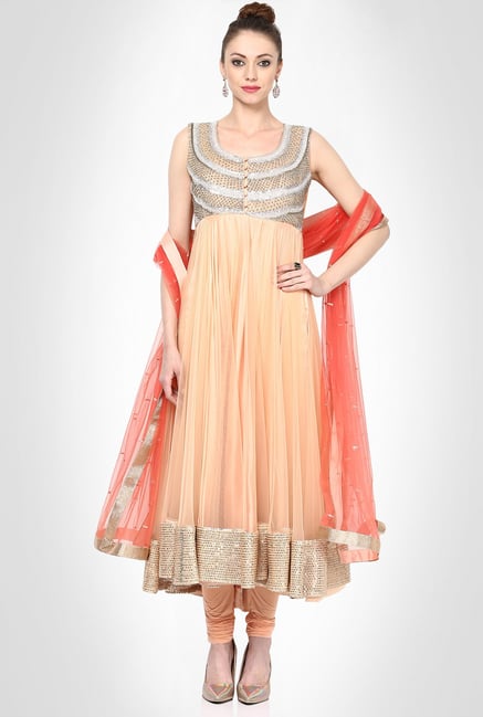 Himani Shah Designer Wear Peach Suit Set by Kimaya Himani Shah Designer Wear Peach Suit Set by Kimaya