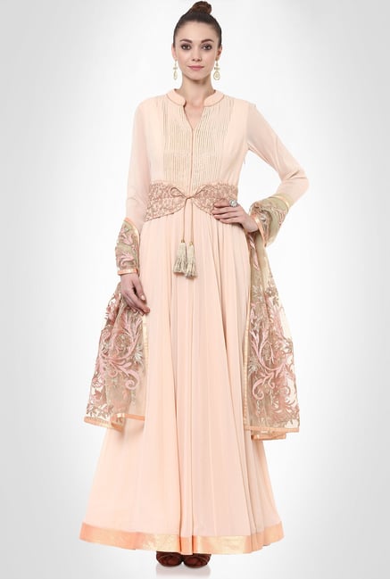 Saurabh Jindal Designer Wear Peach Suit Set by Kimaya Saurabh Jindal Designer Wear Peach Suit Set by Kimaya