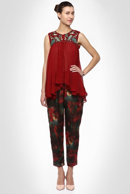Kakondara Designer Wear Maroon Suit Set by Kimaya Kakondara Designer Wear Maroon Suit Set by Kimaya