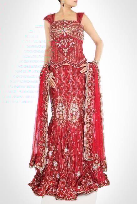 Pam Mehta Designer Wear Red Suit Set by Kimaya Pam Mehta Designer Wear Red Suit Set by Kimaya