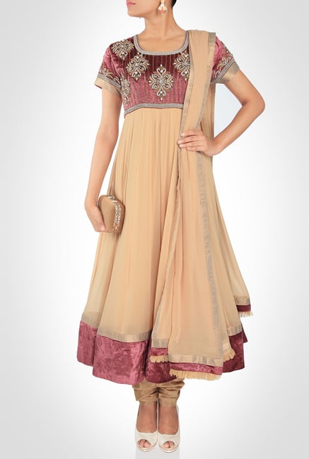 Nausheen Osmany Designer Wear Beige Suit Set by Kimaya Nausheen Osmany Designer Wear Beige Suit Set by Kimaya