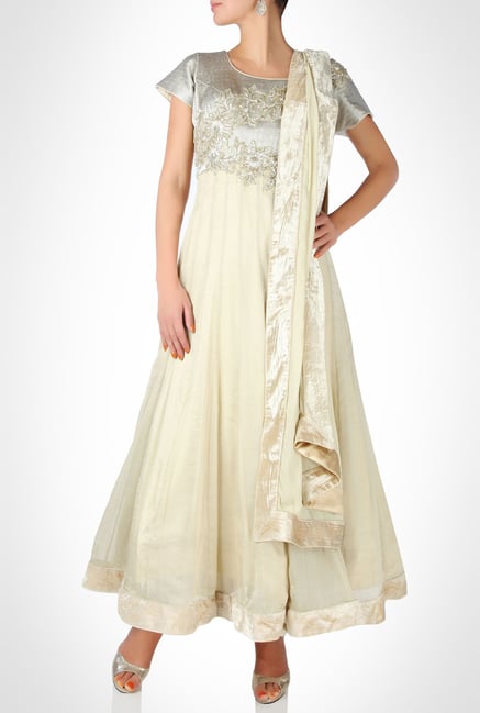 Nausheen Osmany Designer Wear Ivory Suit Set by Kimaya Nausheen Osmany Designer Wear Ivory Suit Set by Kimaya
