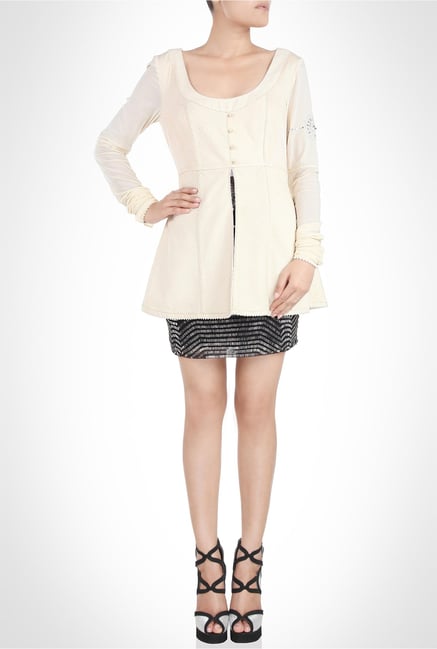 JJ Valaya Indo Western Beige Kurta Top by Kimaya JJ Valaya Indo Western Beige Kurta Top by Kimaya