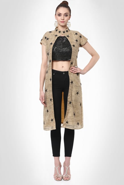 Avisha Designer Wear Beige Embellished Jacket by Kimaya Avisha Designer Wear Beige Embellished Jacket by Kimaya