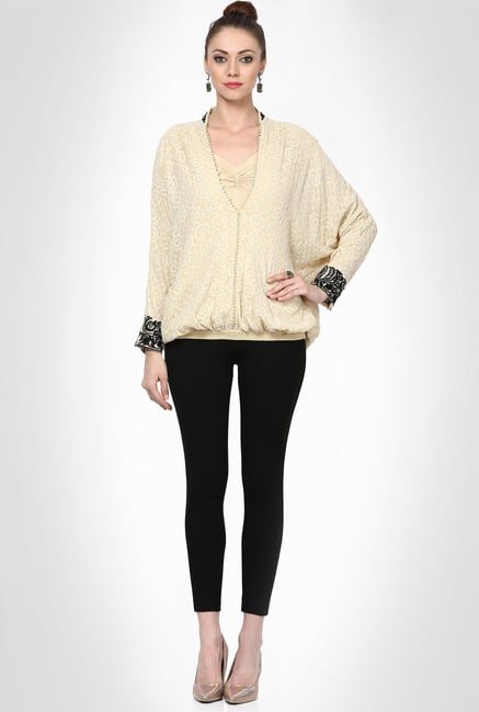 Tarun Tahiliani Designer Wear Beige Top by Kimaya Tarun Tahiliani Designer Wear Beige Top by Kimaya