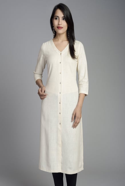 Fabindia Off White Solid Kurta Fabindia Off White Solid Kurta