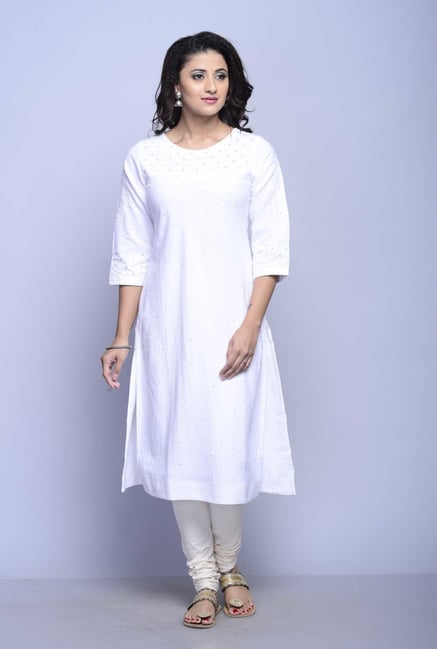 Fabindia White Embroidered Kurta Fabindia White Embroidered Kurta