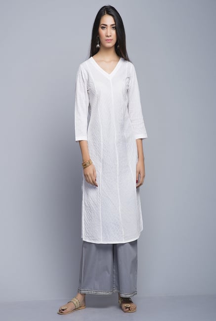 Fabindia White Embroidered Kurta Fabindia White Embroidered Kurta