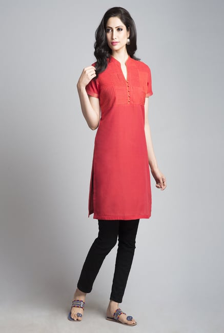 Fabindia Red Solid Kurti Fabindia Red Solid Kurti