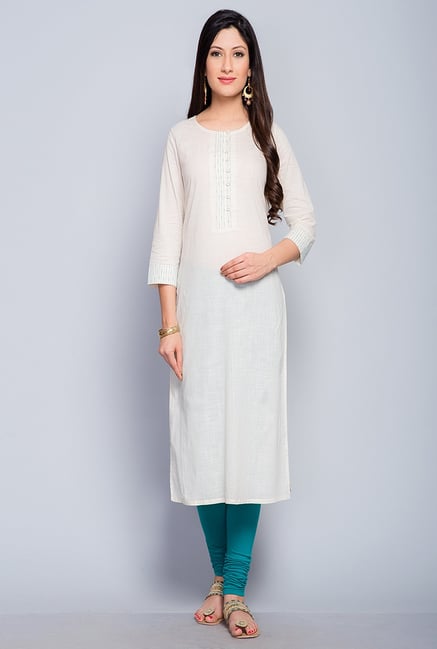 Fabindia White Solid Kurta Fabindia White Solid Kurta