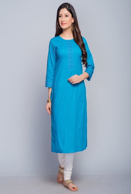 Fabindia Blue Solid Kurta Fabindia Blue Solid Kurta