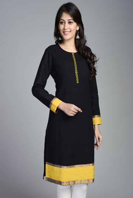 Fabindia Black Solid Kurti Fabindia Black Solid Kurti