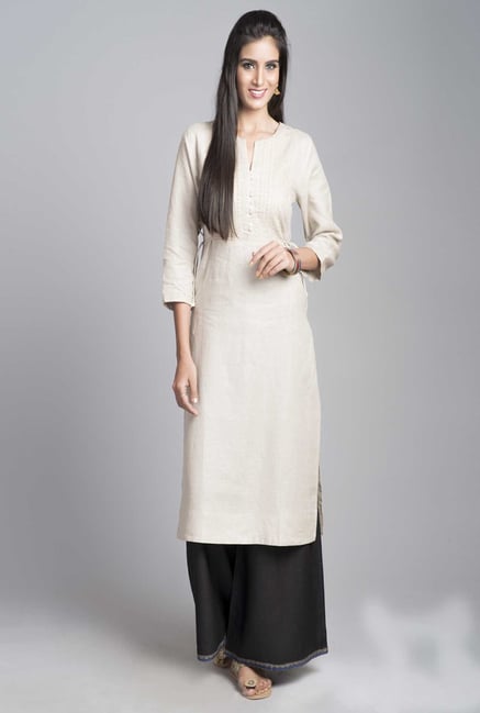 Fabindia Beige Embroidered Kurta Fabindia Beige Embroidered Kurta