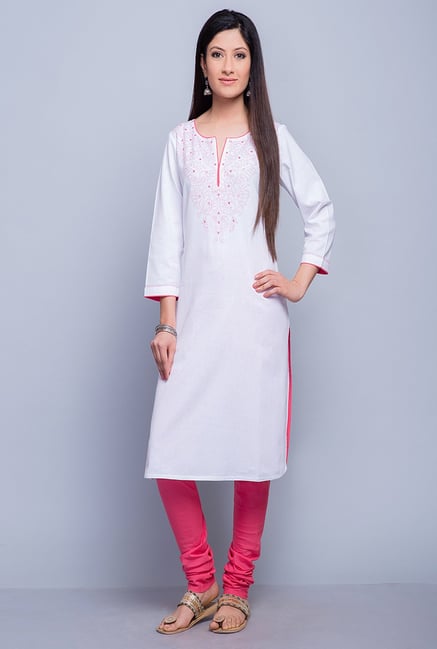 Fabindia White Embroidered Kurta Fabindia White Embroidered Kurta