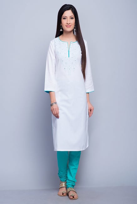 Fabindia White Embroidered Kurta Fabindia White Embroidered Kurta