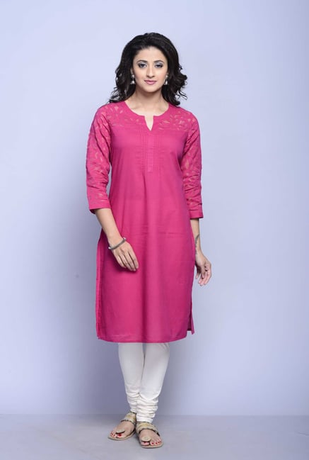 Fabindia Pink Solid Kurta Fabindia Pink Solid Kurta